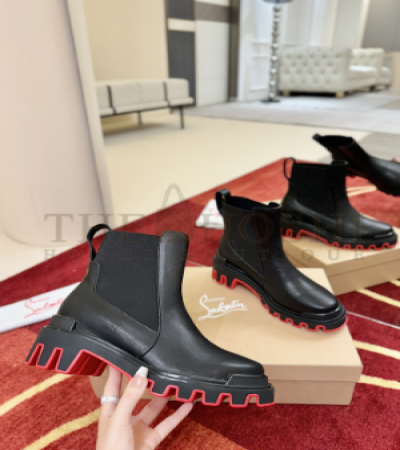 CHRISTIAN LOUBOUTIN CL BLACK ELASTIC SOLE LOAFERS BOOTS 2025SS MASTER QUALITY - Women US 5= EU 35= 22.5 cm= UK3