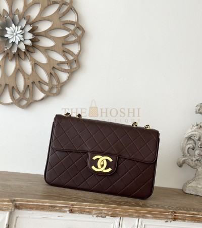 CHANEL CLASSIC FLAP JUMBO BAG LAMBSKIN  BROWN SIZE 30×21×8CM MASTER QUALITY