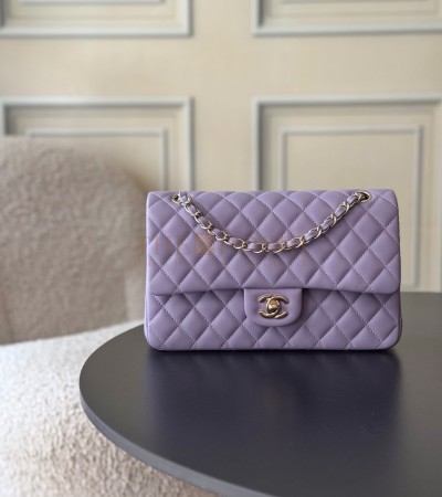 CHANEL CLASSIC FLAP SMALL BAG LAMBSKIN PURPLE SIZE 25.5×15.5×6.5CM MASTER QUALITY